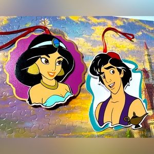 DISNEY’S ALADDIN VTG 90s KURT ADLER HANDCRAFTED WOODEN CHRISTMAS ORNAMENTS